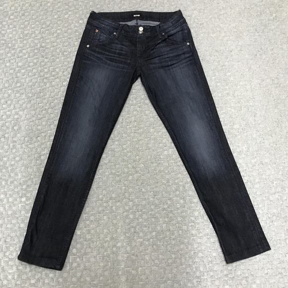 Hudson Leather Denim - Hudson Jeans Womens 27 Dark Wash Blue Skinny Stretch Denim Flap Pocket Capsule